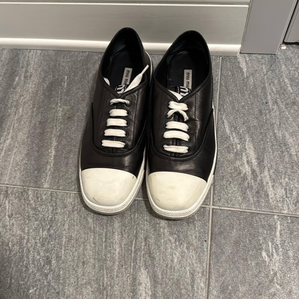 Mini Miu leather black sneakers Eur size 41 good condition